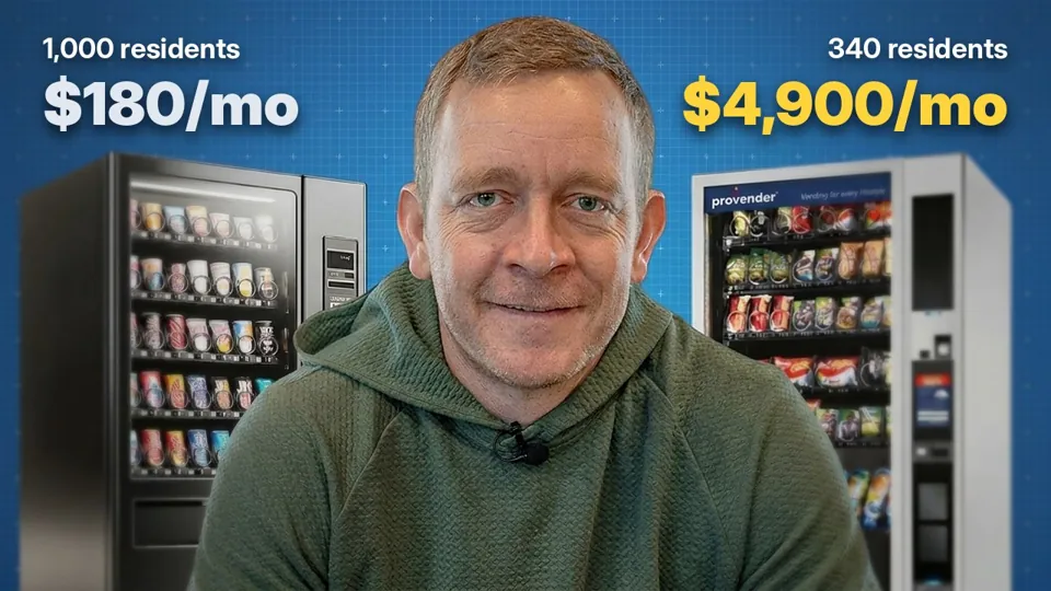 YouTube thumbnail: vending machine income comparison